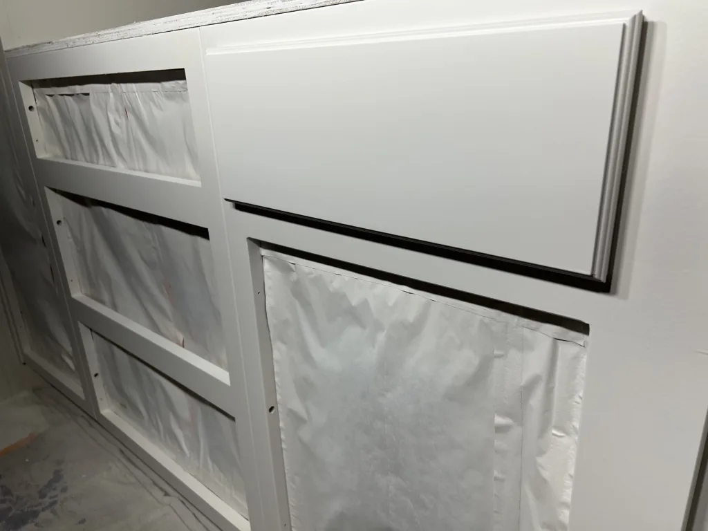 primed in white cabinet drawer