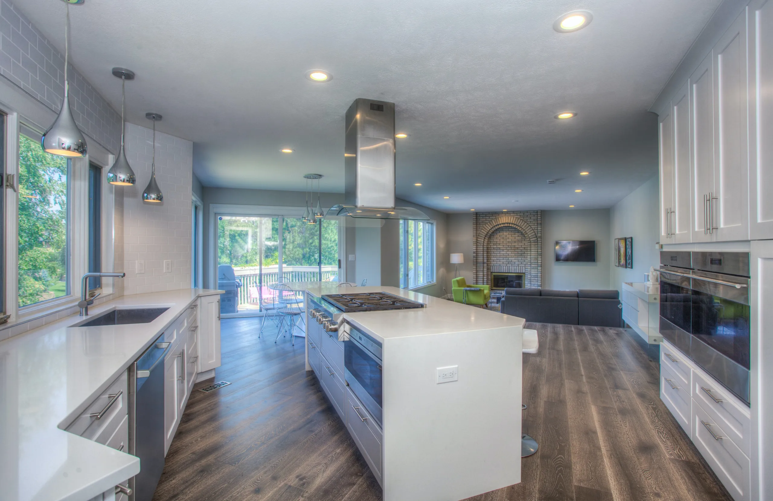 a kitchen painted in white