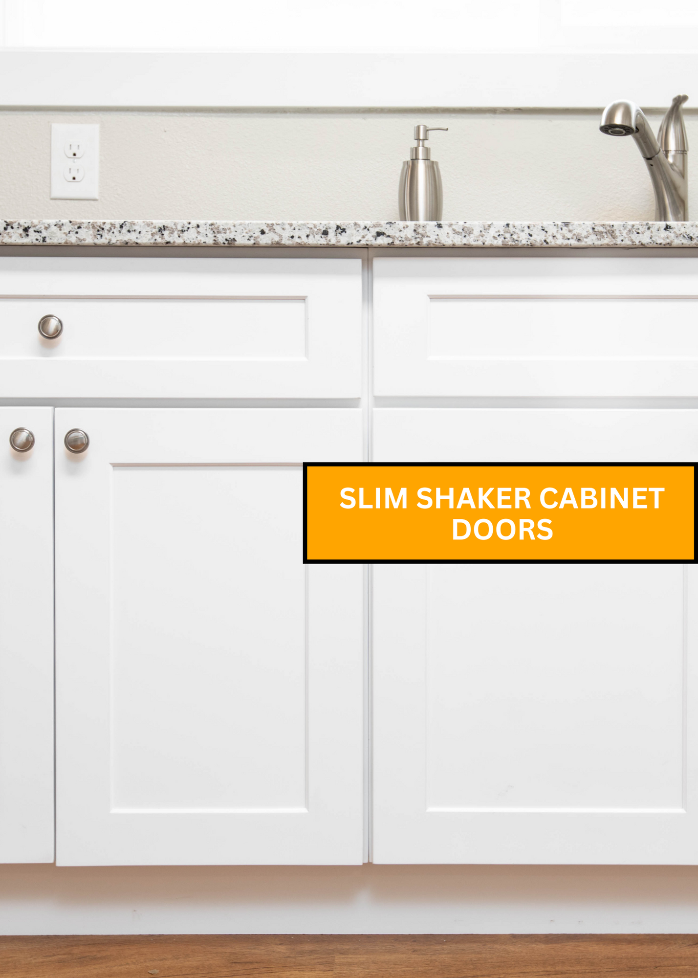 a featured image of white shaker vanity, with a title that says slim shaker cabinet doors