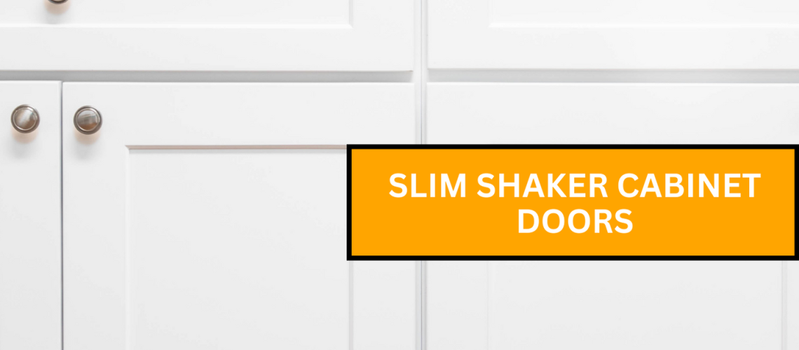 a featured image of white shaker vanity, with a title that says slim shaker cabinet doors